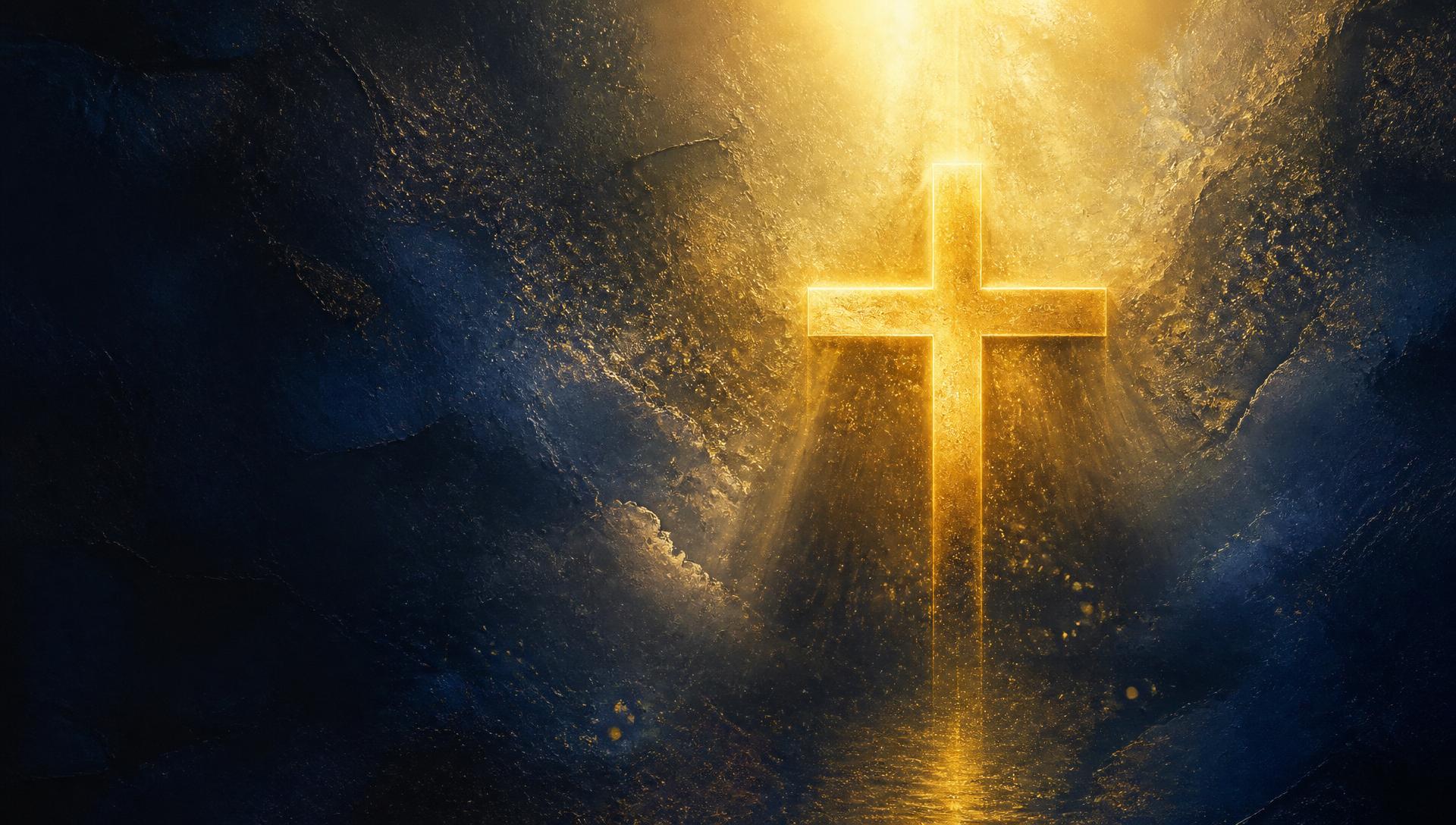 Abstract glowing cross inviting visitors to church